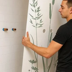 99Deco Lot de 2 panneaux de douche en PVC (90x220 & 120x220 cm) + profilés blanc - Vegetalist - Vert- Panneau Mural De Salle De Bains