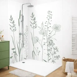 99Deco Panneau Mural De Salle De Bains<Lot de 2 panneaux de douche en aluminium (90x220 & 120x220 cm) + profilés blanc - Vegetalist - Vert