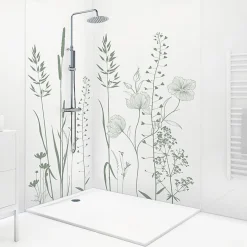 99Deco Panneau Mural De Salle De Bains<Lot de 2 panneaux de douche en aluminium (90x220 & 120x220 cm) + profilés blanc - Vegetalist - Vert