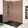 99Deco Panneau Mural De Salle De Bains<Lot de 2 panneaux de douche en aluminium (90x220 & 120x220 cm) + profilés noir - effet bois - Japandi - Marron et noir