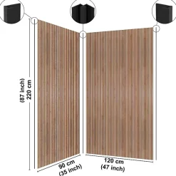 99Deco Panneau Mural De Salle De Bains<Lot de 2 panneaux de douche en aluminium (90x220 & 120x220 cm) + profilés noir - effet bois - Japandi - Marron et noir