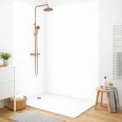 99Deco Lot de 2 panneaux de douche en PVC (90x220 & 120x220 cm) + profilés blanc - Essentiel - Blanc- Panneau Mural De Salle De Bains
