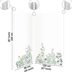 99Deco Panneau Mural De Salle De Bains<Lot de 2 panneaux de douche en aluminium (90x220 & 120x220 cm) + profilés blanc - Flowers in Rain - Multicolore