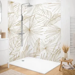 99Deco Lot de 2 panneaux de douche en PVC (90x220 & 120x220 cm) + profilés blanc - Lamnar Kola- Panneau Mural De Salle De Bains