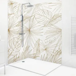 99Deco Lot de 2 panneaux de douche en PVC (90x220 & 120x220 cm) + profilés blanc - Lamnar Kola- Panneau Mural De Salle De Bains