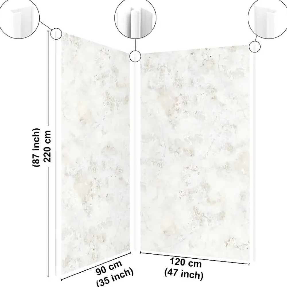 99Deco Lot de 2 panneaux de douche en aluminium (90x220 & 120x220 cm) + profilés blanc - New Trashwall - Marron- Panneau Mural De Salle De Bains