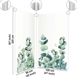 99Deco Panneau Mural De Salle De Bains<Lot de 2 panneaux de douche en aluminium (90x220 & 120x220 cm) + profilés blanc - Motif végétal - Vert et Blanc - Quiétude