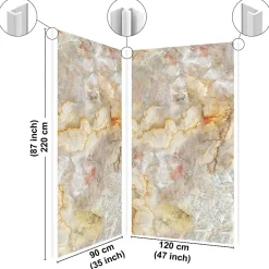 99Deco Panneau Mural De Salle De Bains<Lot de 2 panneaux de douche en PVC (90x220 & 120x220 cm) + profilés blanc - Gémolodie - Beige et gris