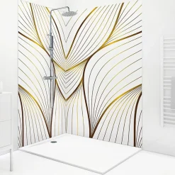 99Deco Panneau Mural De Salle De Bains<Lot de 2 panneaux de douche en aluminium (90x220 & 120x220 cm) + profilés blanc - Sotma - Blanc et doré