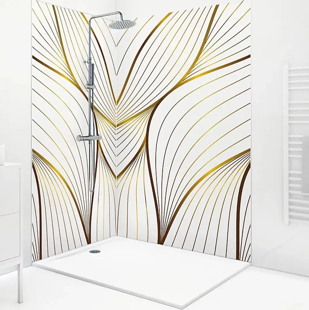 99Deco Panneau Mural De Salle De Bains<Lot de 2 panneaux de douche en aluminium (90x220 & 120x220 cm) + profilés blanc - Sotma - Blanc et doré