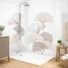 99Deco Panneau Mural De Salle De Bains<Lot de 2 panneaux de douche en aluminium (90x220 & 120x220 cm) + profilés blanc - Motif Floral - Gingko Blanc