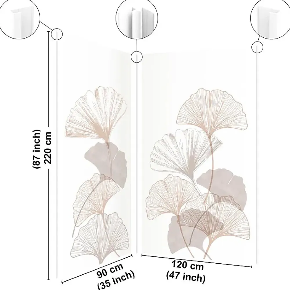 99Deco Panneau Mural De Salle De Bains<Lot de 2 panneaux de douche en aluminium (90x220 & 120x220 cm) + profilés blanc - Motif Floral - Gingko Blanc