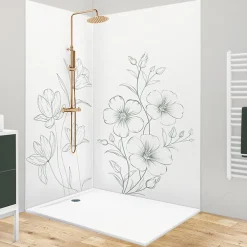 99Deco Panneau Mural De Salle De Bains<Lot de 2 panneaux de douche en aluminium (90x220 & 120x220 cm) + profilés blanc - Charme - Vert