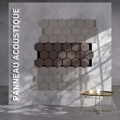 Mon Marché Déco Lot de 2 Panneaux Hexagonaux H. 76 cm L. 62 cm - Noyer Feutre Noir- Panneau Tasseau Bois