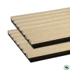 Forestea Panneau Tasseau Bois<Lot de 2 Panneaux mural acoustic lamelles MDF chêne clair sur fond noir 2600 x 300 x 17 mm 1,56 M2