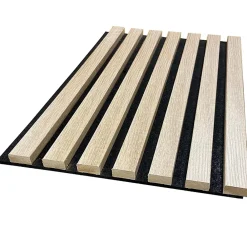 Forestea Panneau Tasseau Bois<Lot de 2 Panneaux mural acoustic lamelles MDF chêne clair sur fond noir 2600 x 300 x 17 mm 1,56 M2