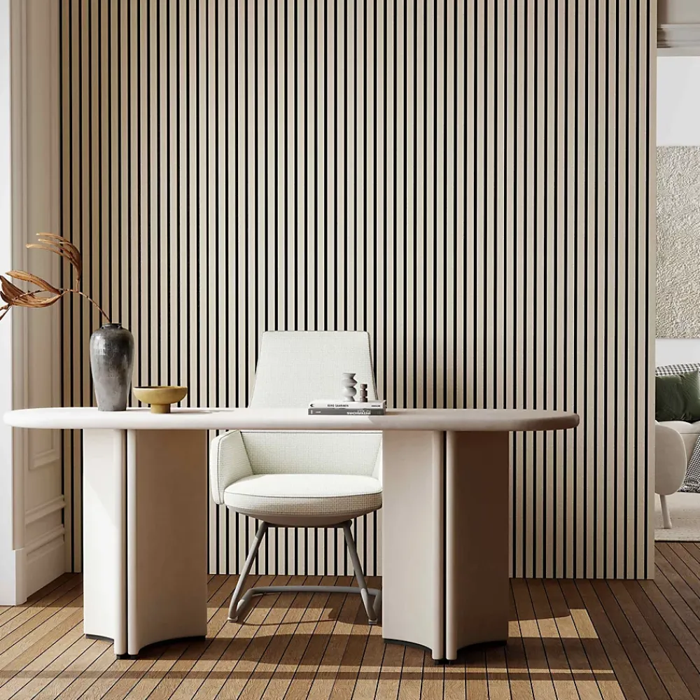 AICA Sanitaire Lot de 3 Panneaux Muraux Décoratifs Acoustiques Bois MDF 260x30cm chêne naturel AntiBruit, Facile à Poser- Panneau Décoratif En Bois