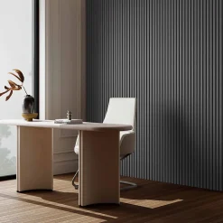 AICA Sanitaire Lot de 2 Panneaux Muraux Décoratifs Acoustiques Bois MDF 260x30cm Chêne grisé AntiBruit, Facile à Poser- Panneau Décoratif En Bois
