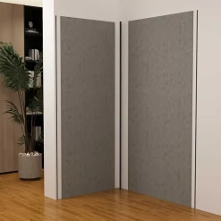 AICA Sanitaire Panneau Mural De Salle De Bains<Lot de 2 panneaux muraux de douche gris mural aluminium avec 3 profiles - L.90 x L.90 x H.210 cm - facile à nettoyer