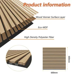 AICA Sanitaire Panneau Décoratif En Bois<Lot de 4 Panneaux Muraux Décoratifs Acoustiques Bois MDF 60x60cm Chêne clair AntiBruit, Facile à Poser