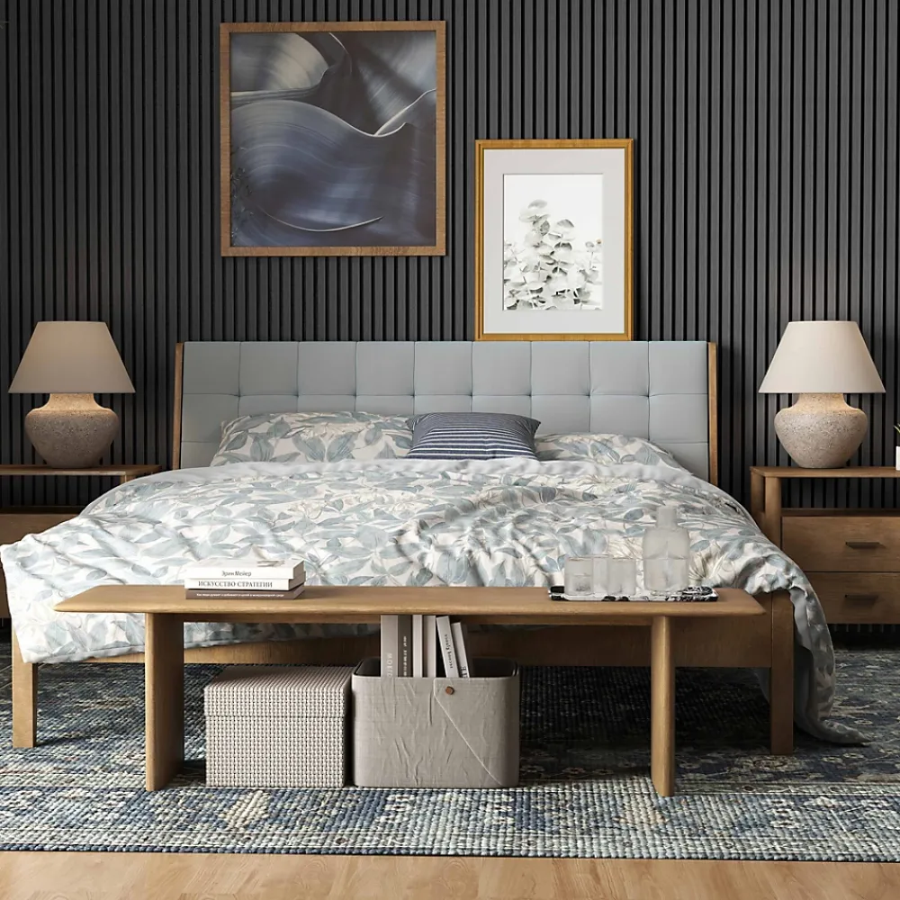 AICA Sanitaire Lot de 3 Panneaux Muraux Décoratifs Acoustiques Bois MDF 240x60cm Chêne grisé AntiBruit, Facile à Poser- Panneau Décoratif En Bois