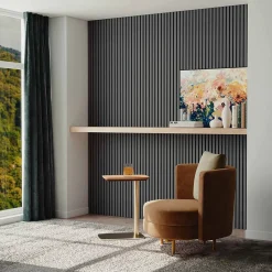 AICA Sanitaire Panneau Décoratif En Bois<Lot de 2 Panneaux Muraux Décoratifs Acoustiques Bois MDF 120x60cm Chêne grisé AntiBruit, Facile à Poser