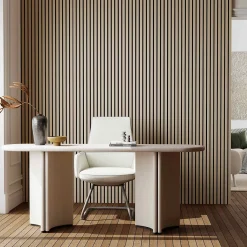 AICA Sanitaire Panneau Décoratif En Bois<Lot de 3 Panneaux Muraux Décoratifs Acoustiques Bois MDF 260x30cm Chêne clair AntiBruit, Facile à Poser