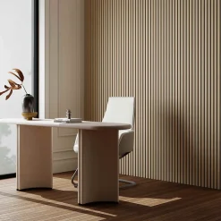 AICA Sanitaire Panneau Décoratif En Bois<Lot de 3 Panneaux Muraux Décoratifs Acoustiques Bois MDF 260x30cm Chêne clair AntiBruit, Facile à Poser