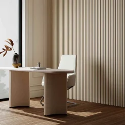 AICA Sanitaire Lot de 2 Panneaux Muraux Décoratifs Acoustiques Bois MDF 260x30cm chêne naturel AntiBruit, Facile à Poser- Panneau Décoratif En Bois