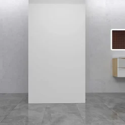 AICA Sanitaire Lot de 2 panneaux muraux de douche Blanc en aluminium avec 1 profilés, L40xL80xH210 cm ,protection murale, antimoisissure- Panneau Mural De Salle De Bains