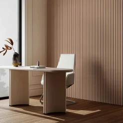 AICA Sanitaire Lot de 2 Panneaux Muraux Décoratifs Acoustiques Bois MDF 240x60cm Chêne foncé AntiBruit, Facile à Poser- Panneau Décoratif En Bois