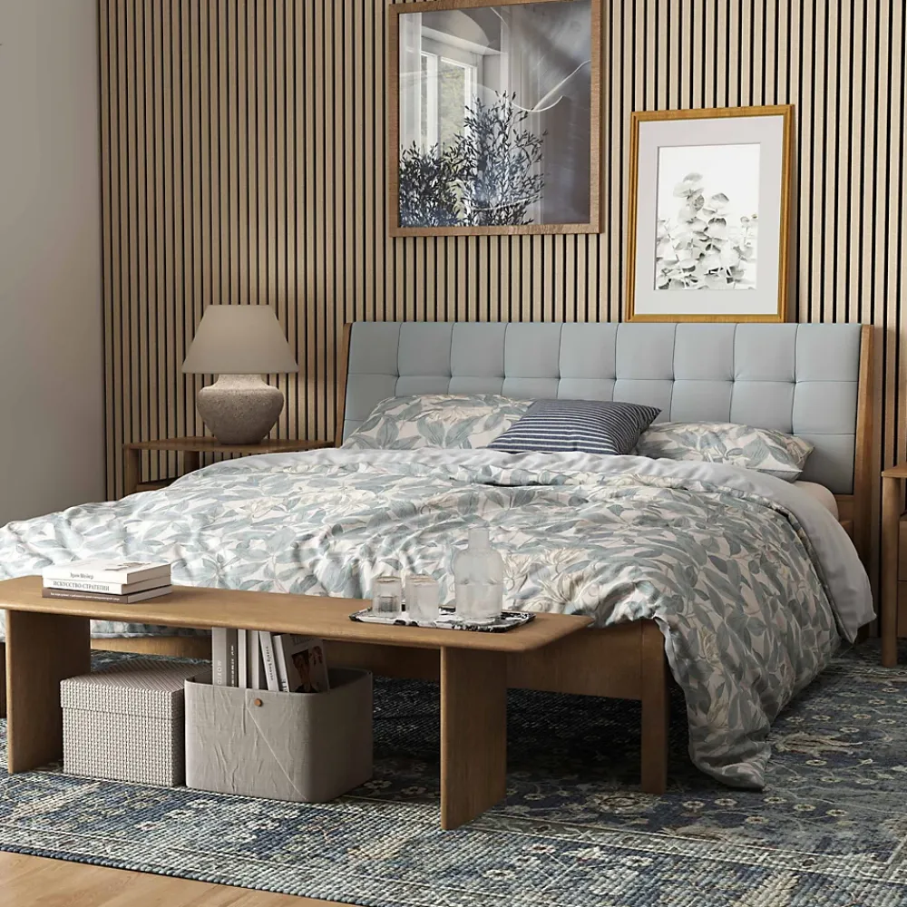 AICA Sanitaire Lot de 2 Panneaux Muraux Décoratifs Acoustiques Bois MDF 240x60cm Chêne clair AntiBruit, Facile à Poser- Panneau Décoratif En Bois