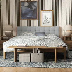 AICA Sanitaire Lot de 2 Panneaux Muraux Décoratifs Acoustiques Bois MDF 240x60cm Chêne clair AntiBruit, Facile à Poser- Panneau Décoratif En Bois