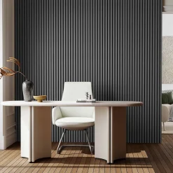 AICA Sanitaire Panneau Décoratif En Bois<Lot de 3 Panneaux Muraux Décoratifs Acoustiques Bois MDF 260x30cm Chêne grisé AntiBruit, Facile à Poser
