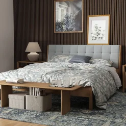 AICA Sanitaire Lot de 2 Panneaux Muraux Décoratifs Acoustiques Bois MDF 240x60cm Noyer AntiBruit, Facile à Poser- Panneau Décoratif En Bois
