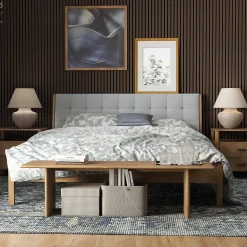 AICA Sanitaire Lot de 2 Panneaux Muraux Décoratifs Acoustiques Bois MDF 240x60cm Noyer AntiBruit, Facile à Poser- Panneau Décoratif En Bois