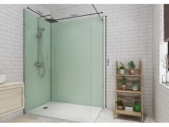 Vente-unique Lot de 2 panneaux muraux de douche vert clair en aluminium avec profilés - L90 x L120 x H210 cm - ITZIAR- Panneau Mural De Salle De Bains