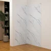 AICA Sanitaire Panneau Mural De Salle De Bains<Lot de 2 panneaux muraux de douche effet blanc marbre mural aluminium avec 3 profiles - L.80 x L.80 x H.210 cm -facile à nettoyer