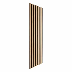 Decoon Panneau Tasseau Bois<Lot de 7 Panneaux muraux tasseaux bois 120x30x1 cm - Pack tête de lit 160 - Lamelles chêne clair véritable fond noir 2,52 m²