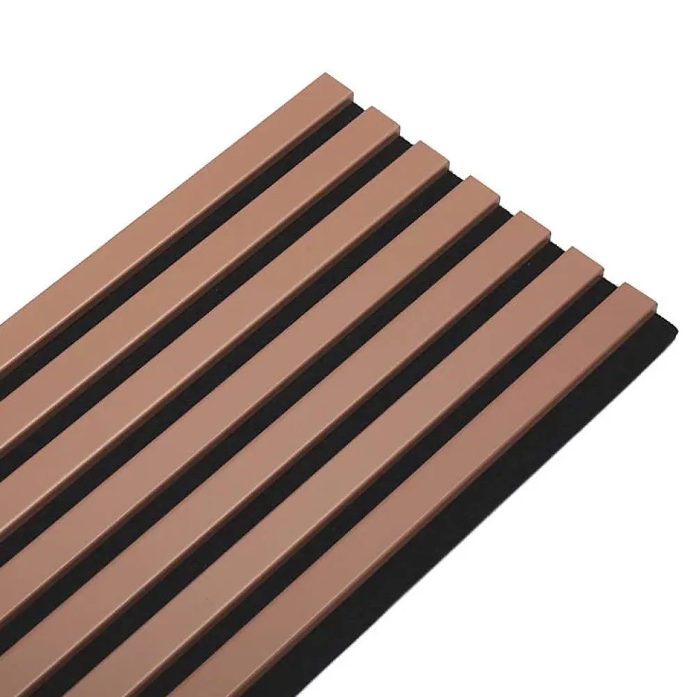 Decoon Panneau Tasseau Bois<Lot de 7 Panneaux muraux tasseaux bois 120 x 30 x 1,9 cm - Pack tête de lit - Lamelles terracotta / feutrine noir - 2,52m²
