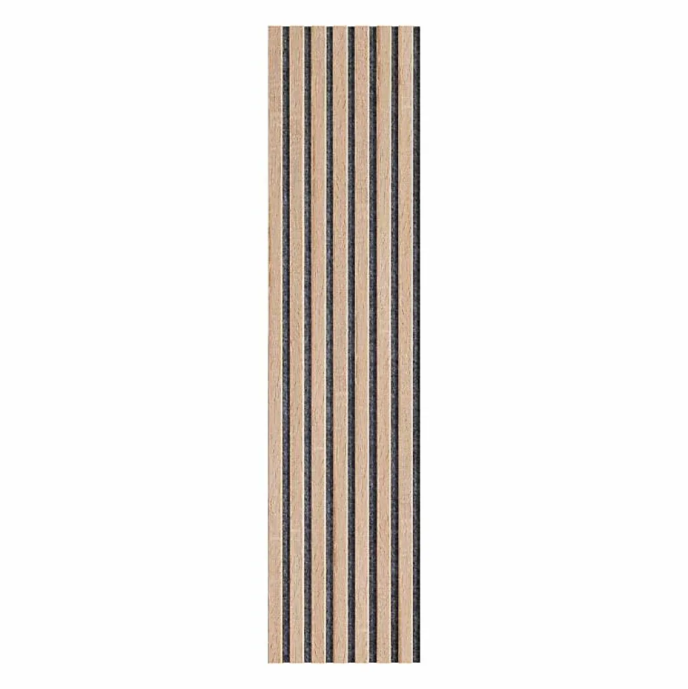 Decoon Lot de 7 Panneaux muraux tasseaux bois 120x30x1,9 cm - Pack tête de lit - Lamelles décor chêne / feutrine grise 2,52 m²- Panneau Tasseau Bois