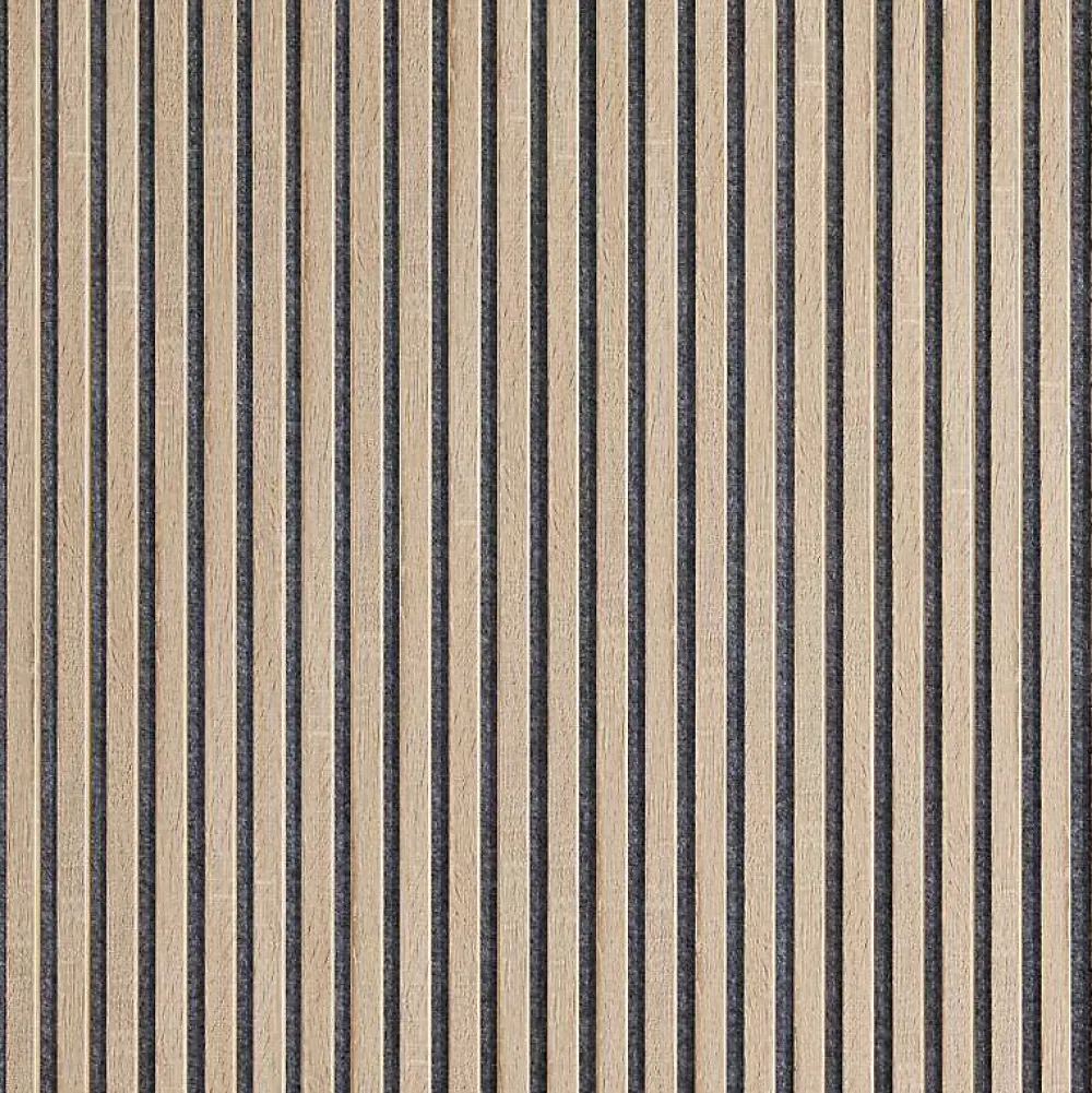 Decoon Lot de 7 Panneaux muraux tasseaux bois 120x30x1,9 cm - Pack tête de lit - Lamelles décor chêne / feutrine grise 2,52 m²- Panneau Tasseau Bois