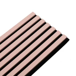 Decoon Panneau Tasseau Bois<Lot de 7 Panneaux muraux tasseaux bois 120 x 30 x 1,9 cm - Pack tête de lit - Lamelles rose pastel / feutrine noir - 2,52m²