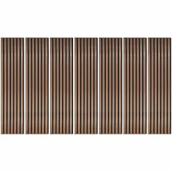Decoon Panneau Tasseau Bois<Lot de 7 Panneaux muraux tasseaux bois 120 x 30 x 1,9 cm - Pack tête de lit - Lamelles rose gold / feutrine noir - 2,52m²