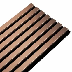 Decoon Panneau Tasseau Bois<Lot de 7 Panneaux muraux tasseaux bois 120 x 30 x 1,9 cm - Pack tête de lit - Lamelles rose gold / feutrine noir - 2,52m²