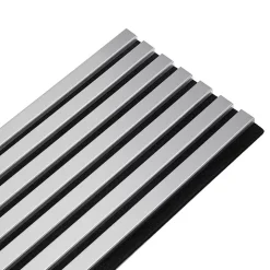 Decoon Lot de 7 Panneaux muraux tasseaux bois 120 x 30 x 1,9 cm - Pack tête de lit - Lamelles alu / feutrine noir - 2,52m²- Panneau Tasseau Bois