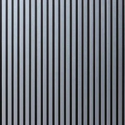 Decoon Lot de 7 Panneaux muraux tasseaux bois 120 x 30 x 1,9 cm - Pack tête de lit - Lamelles alu / feutrine noir - 2,52m²- Panneau Tasseau Bois
