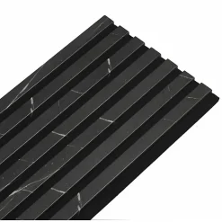 Decoon Panneau Tasseau Bois<Lot de 7 Panneaux muraux tasseaux bois 120 x 30 x 1,9 cm - Tête de lit - Lamelles décor marbre noir / feutrine noir - 2,52m²