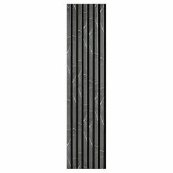 Decoon Panneau Tasseau Bois<Lot de 7 Panneaux muraux tasseaux bois 120 x 30 x 1,9 cm - Tête de lit - Lamelles décor marbre noir / feutrine noir - 2,52m²