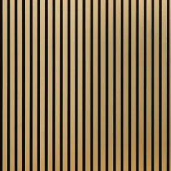 Decoon Panneau Tasseau Bois<Lot de 7 Panneaux muraux tasseaux bois 120 x 30 x 1,9 cm - Pack tête de lit - Lamelles gold / feutrine noir - 2,52m²